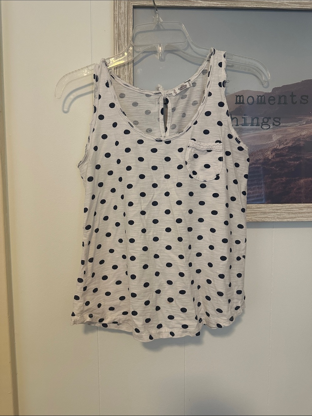 Size Small Polka Dot Tank Top - White with Blue Dots